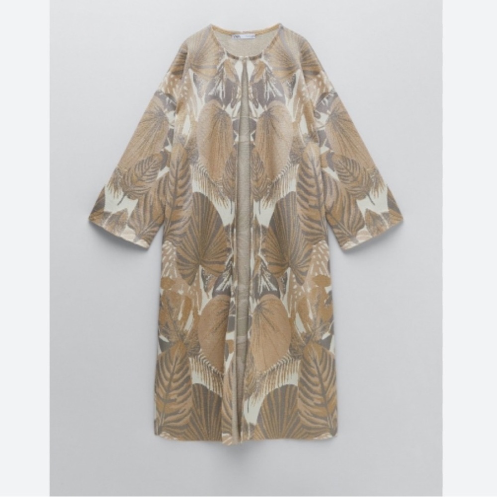 Zara Gold Slight Sparkle Oversized Duster Cardigan - Picture 2 of 11
